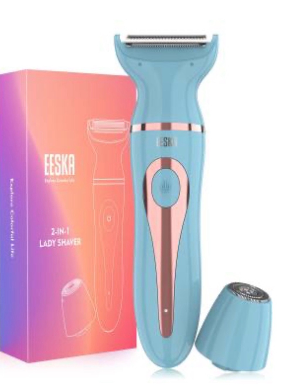 EESKA 2-in-1 Ladies Electric Shaver in Light Blue/ teal with Rose Gold Accents